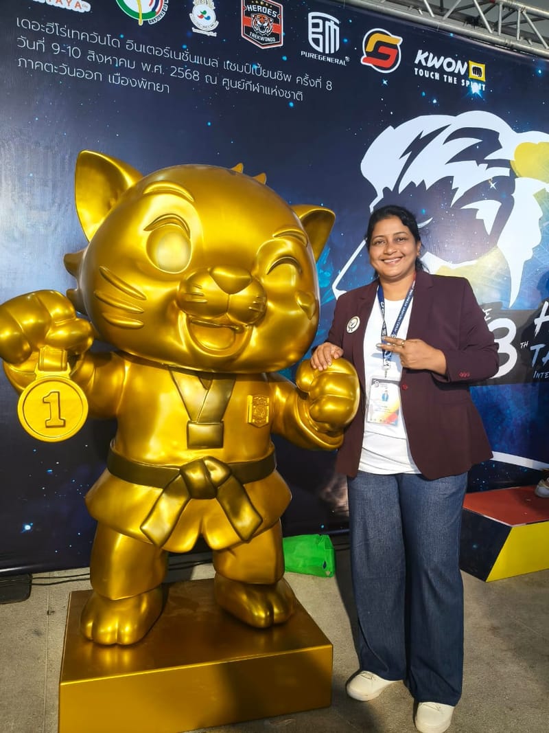 Tulasi, Founder and President of Kwans Taekwondo Academy, at a Taekwondo championship event